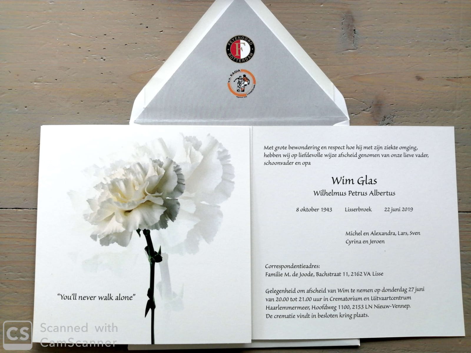 Overlijden Wim Glas